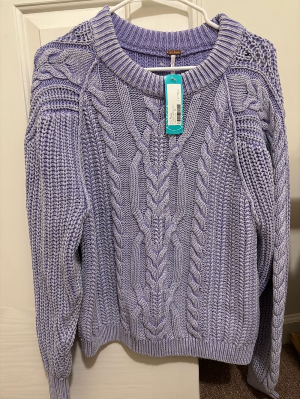 Lavender Cable Knit Crewneck Sweater